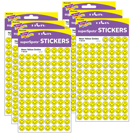 TREND ENTERPRISES Neon Yellow Smiles superSpots® Stickers, PK4800 T46139